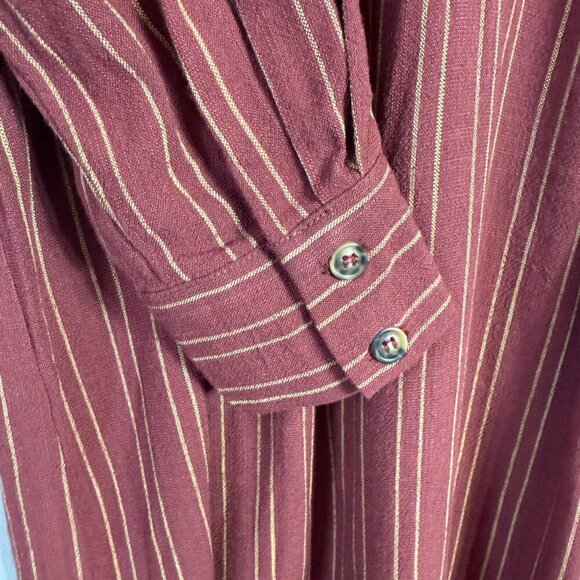 Free People Audrey Stripe Midi Dress Women's Small Red Button Up Collared Boho - Picture 11 of 15